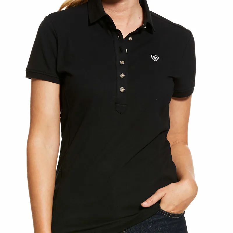 Ariat Ladies Prix Short Sleeve Polo Shirt in Black